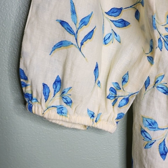 J.Jill Love Line Yellow Blue Floral Tunic Top Linen Vacation Resort Coastal XLP - Picture 4 of 8